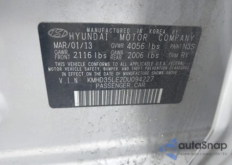 2013 Hyundai Elantra Gt from USA, damaged, VIN KMHD35LE2DU094227